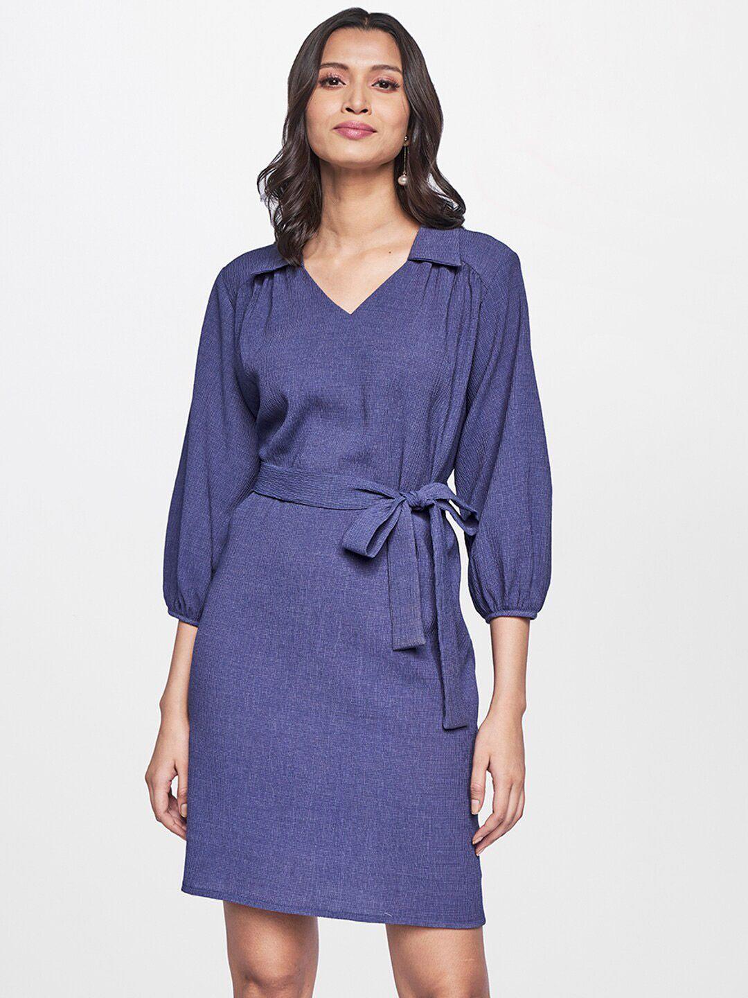 and women blue georgette shirt dress