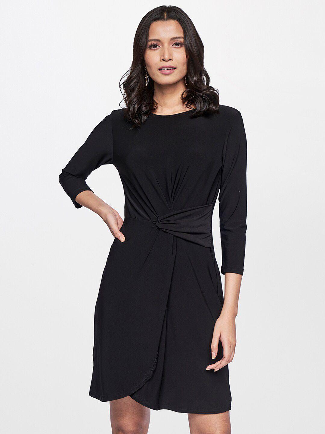 and women black georgette sheath dress