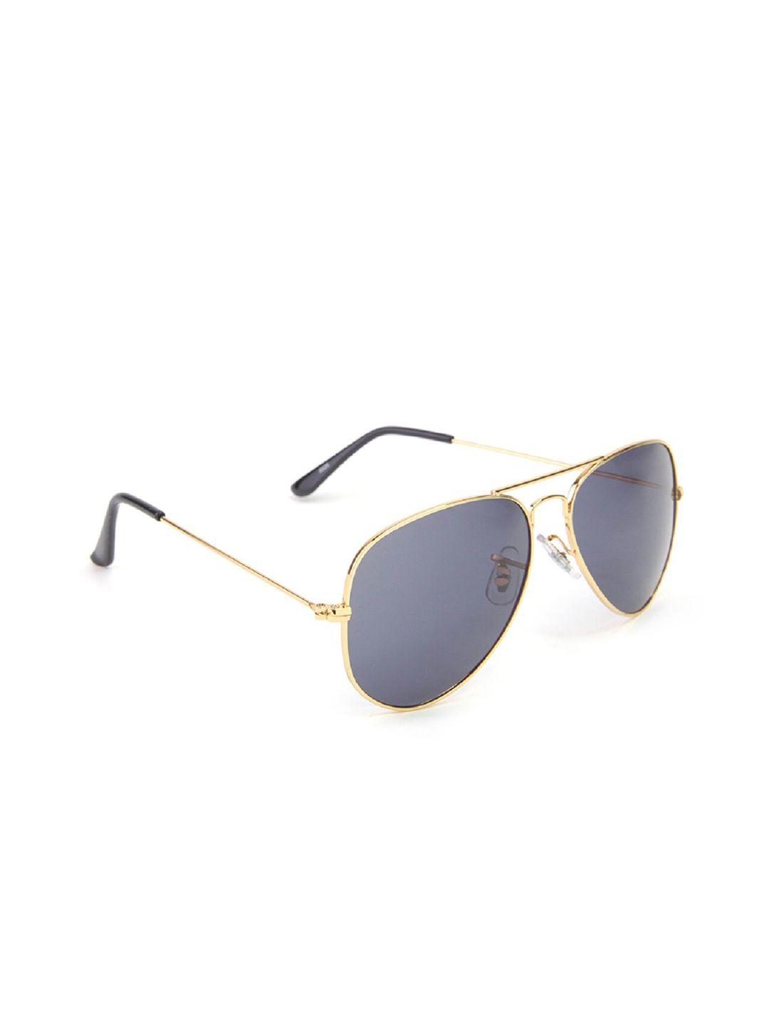 sunnies unisex black lens & gold-toned aviator sunglasses with uv protected lens