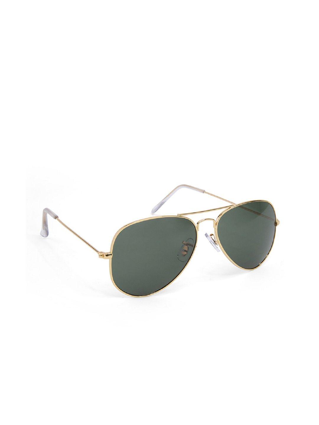 sunnies unisex green lens & gold-toned aviator sunglasses with uv protected lens