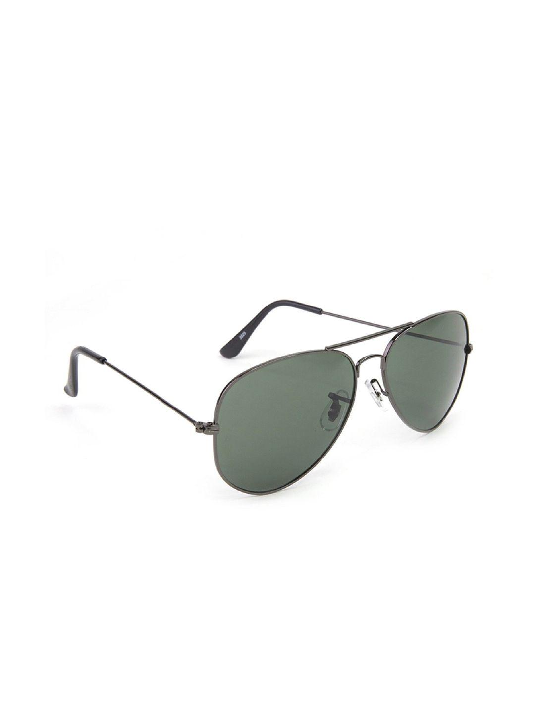 sunnies unisex green lens & gunmetal-toned aviator sunglasses with uv protected lens