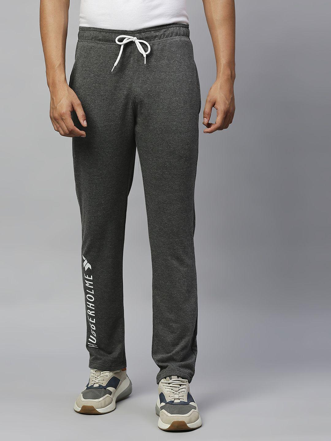 hubberholme men charcoal grey slim fit track pants