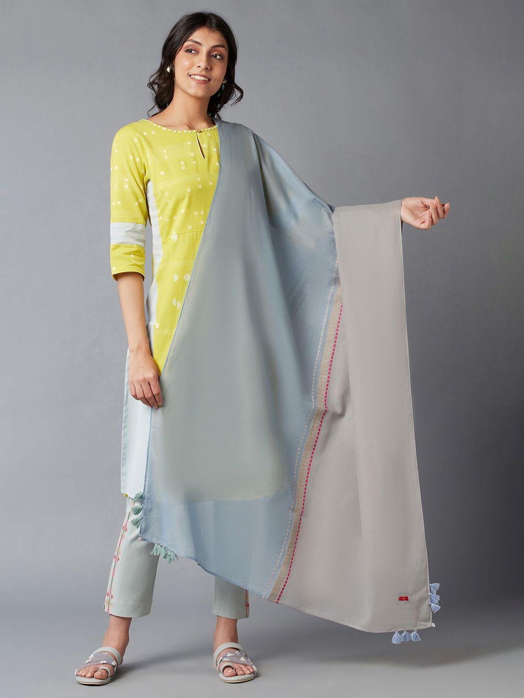 w blue pure cotton dupatta