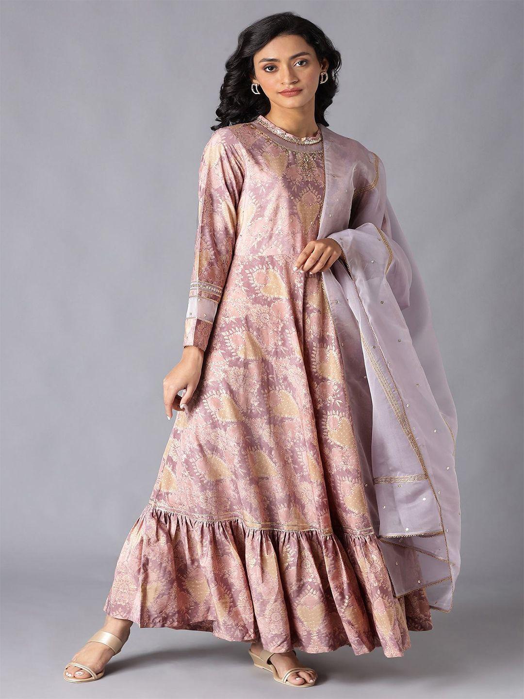 wishful pink ethnic motifs ethnic maxi dress