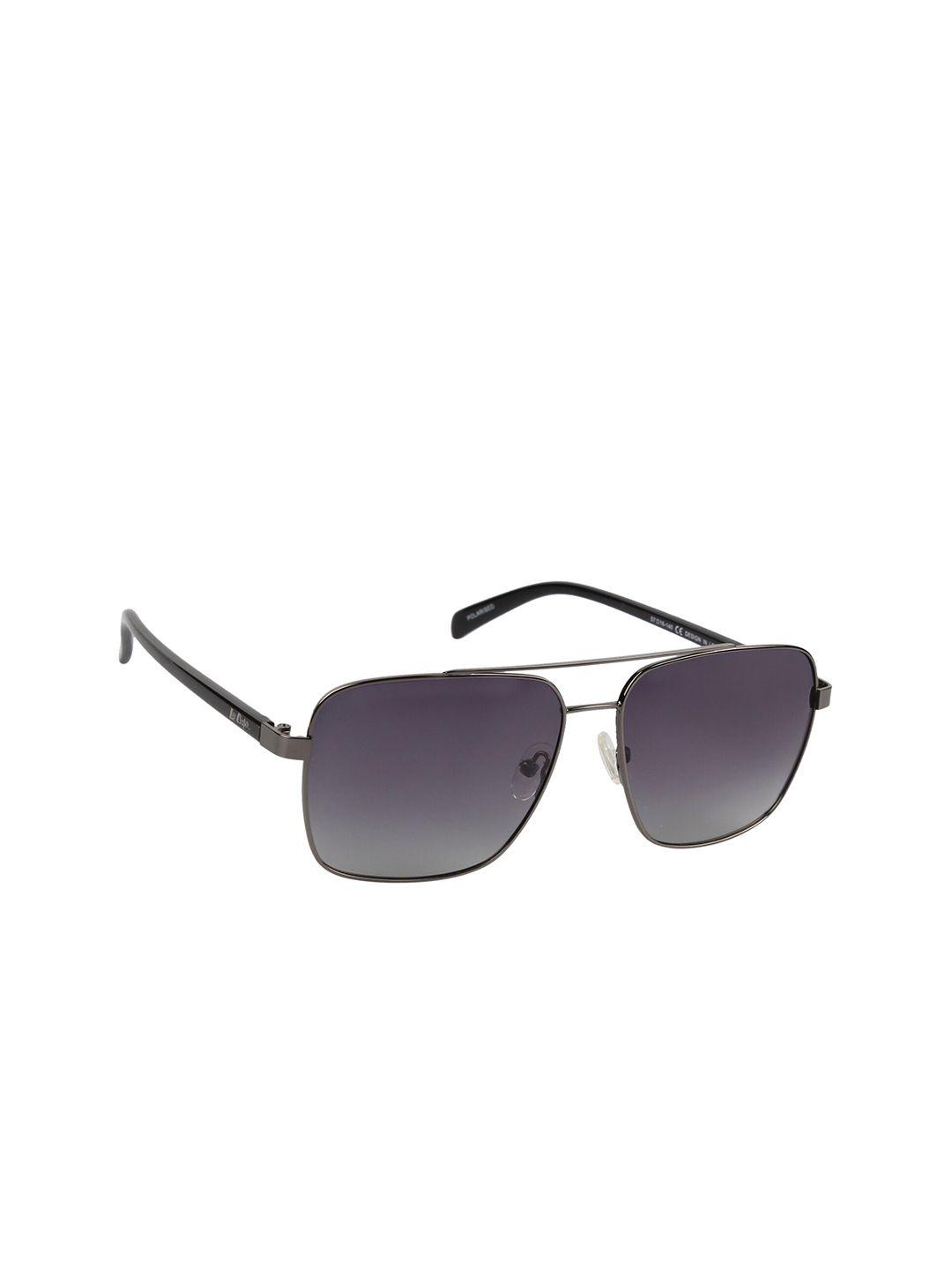 lee cooper men grey lens & gunmetal-toned square sunglasses with polarised lens