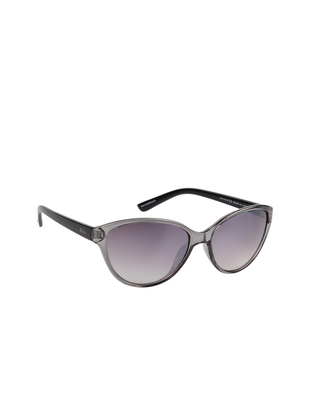 lee cooper women grey lens & gunmetal-toned oval sunglasses with uv protected lens