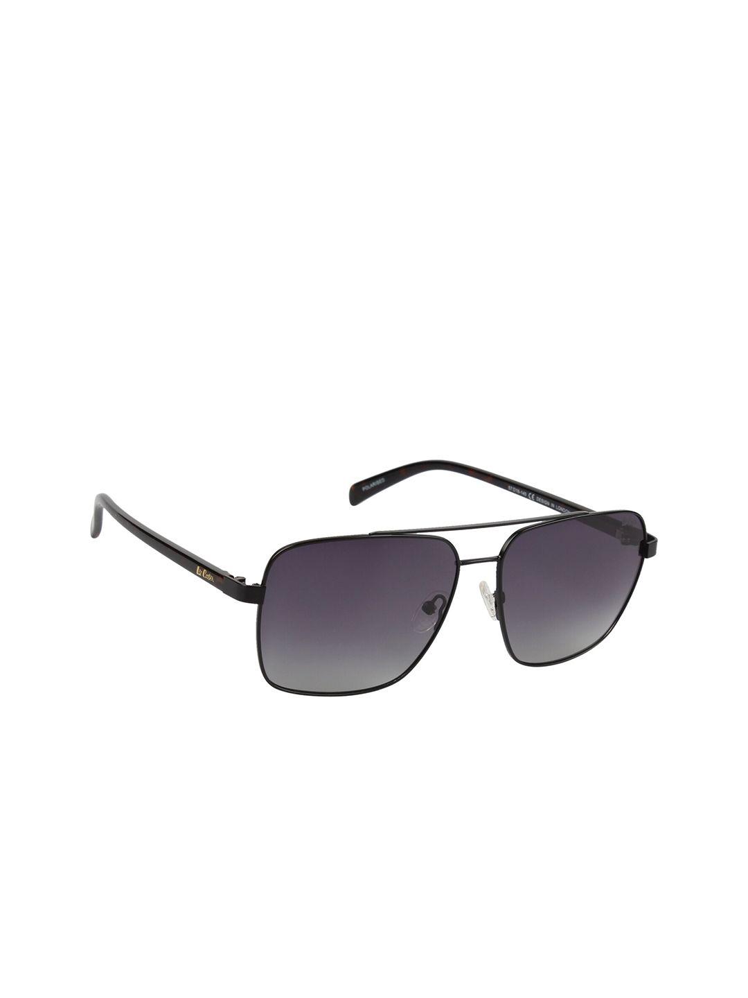 lee cooper men grey lens & black square sunglasses with polarised lens lc9190twa