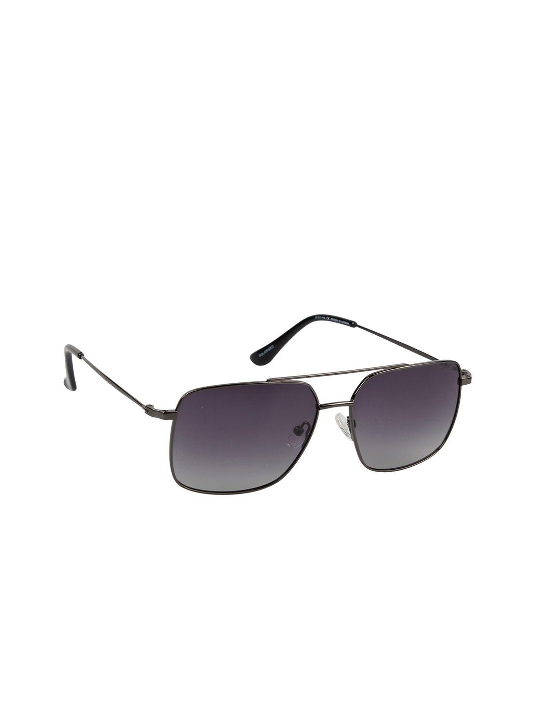 lee cooper men grey lens & gunmetal-toned square sunglasses with polarised lens