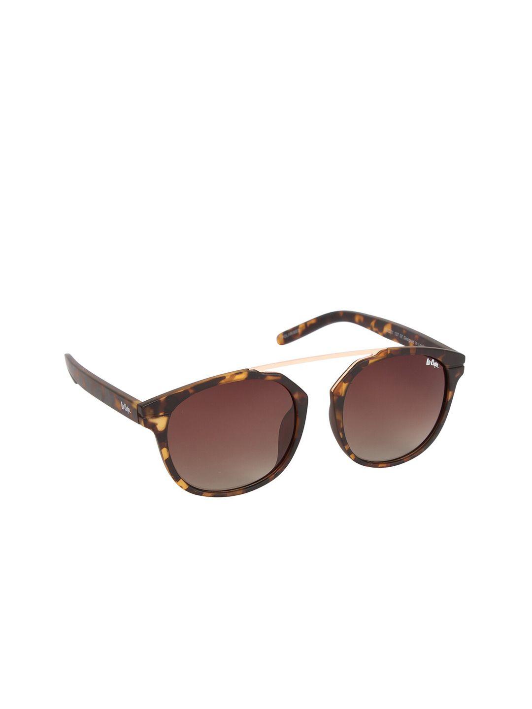 lee cooper unisex brown lens & brown round sunglasses with polarised lens lc9162ntbpol