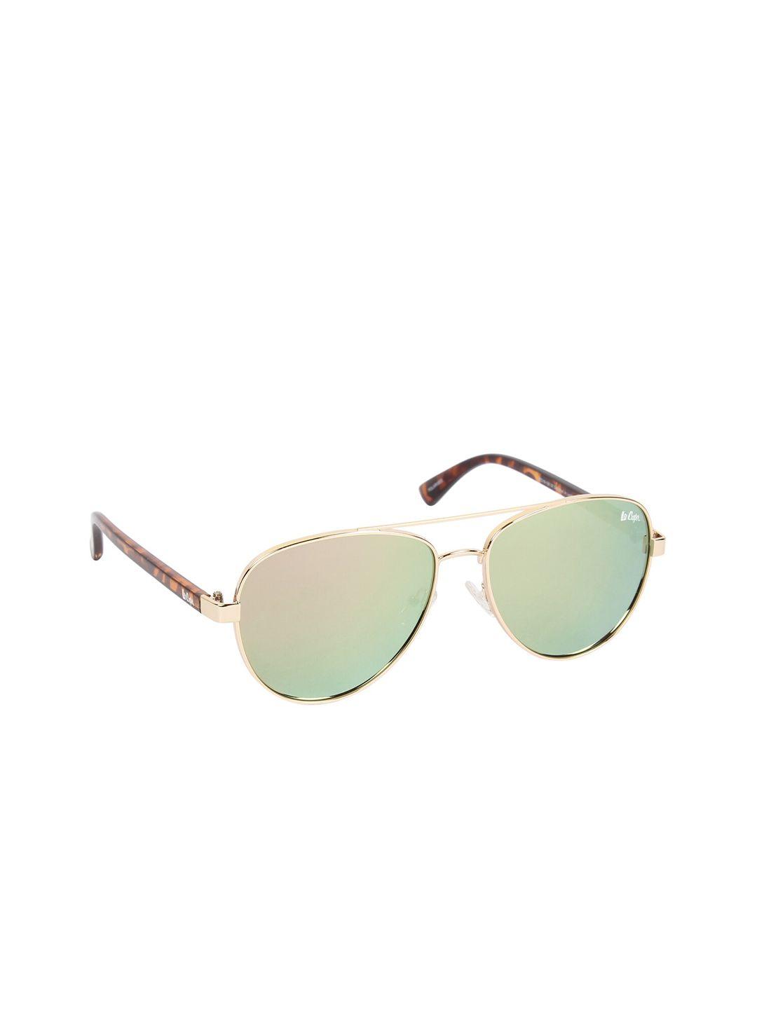 lee cooper men mirrored lens & brown aviator sunglasses with polarised lens lc9161ntbpol