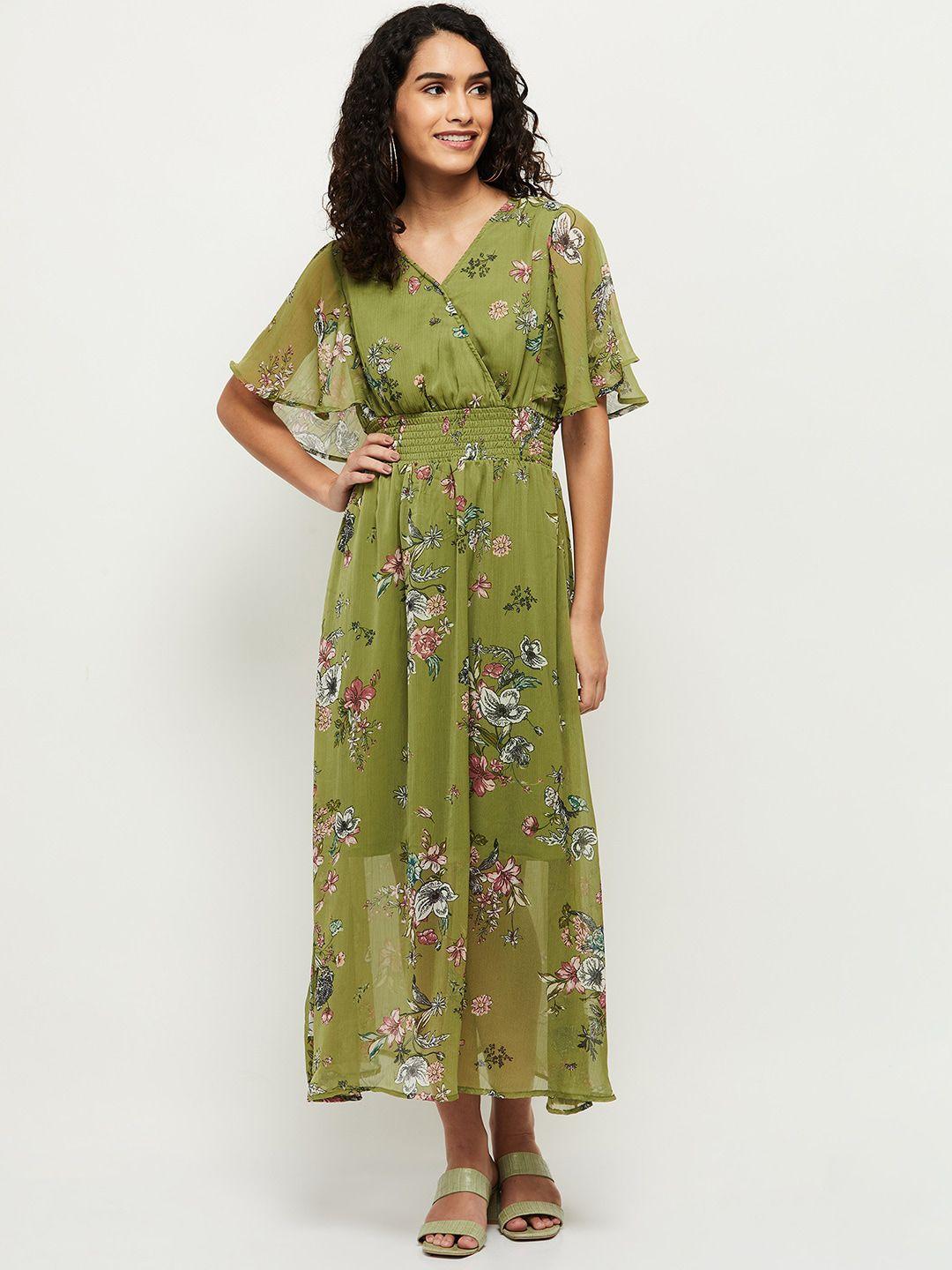 max  women green floral maxi dress