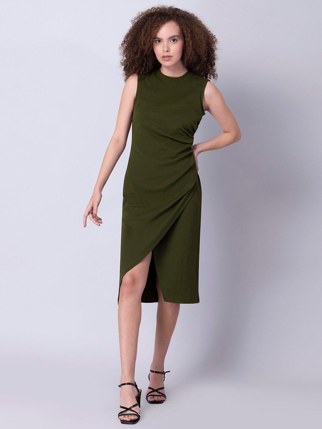 faballey olive green sheath dress