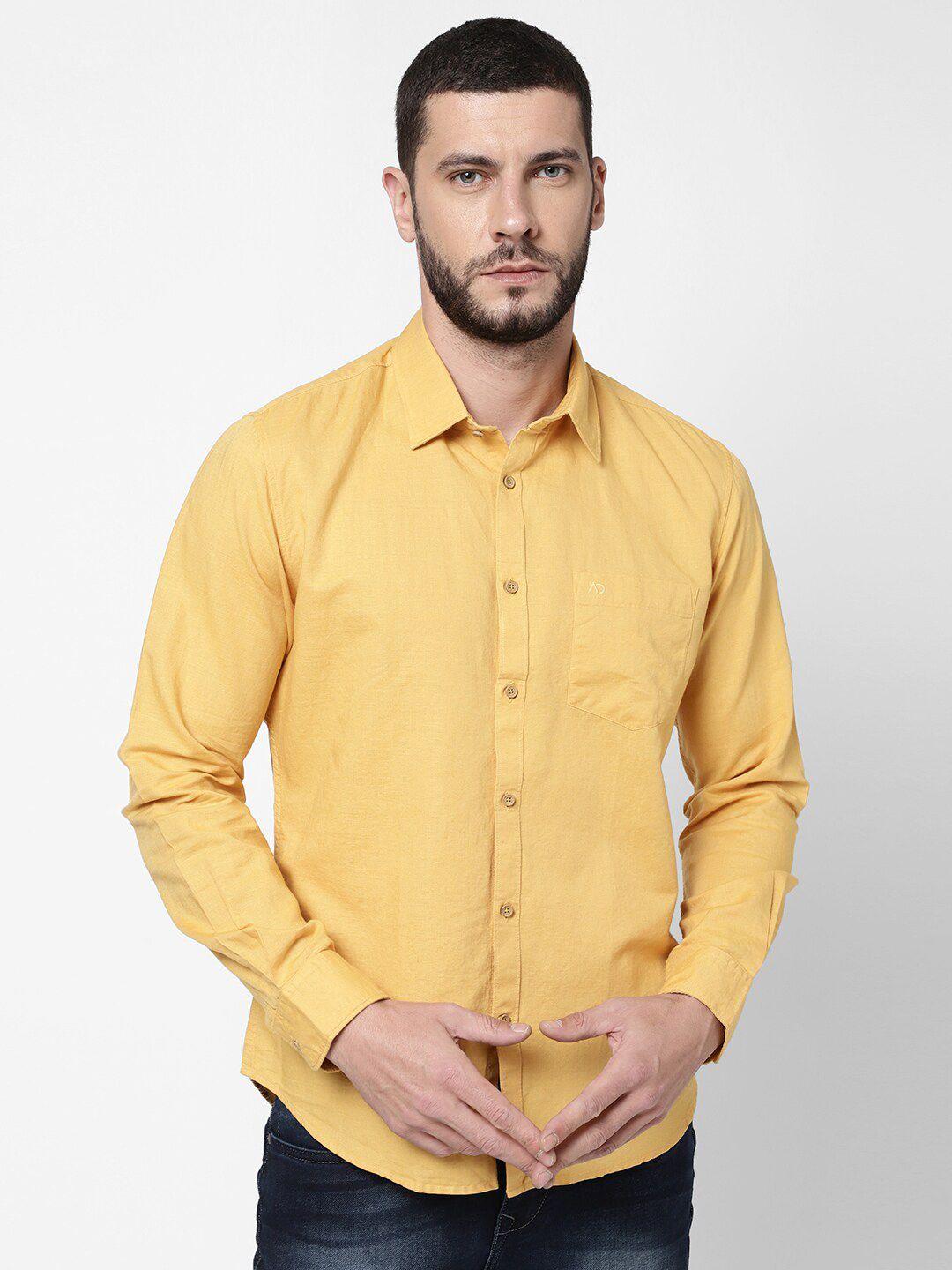 ad by arvind men mustard casual shirt