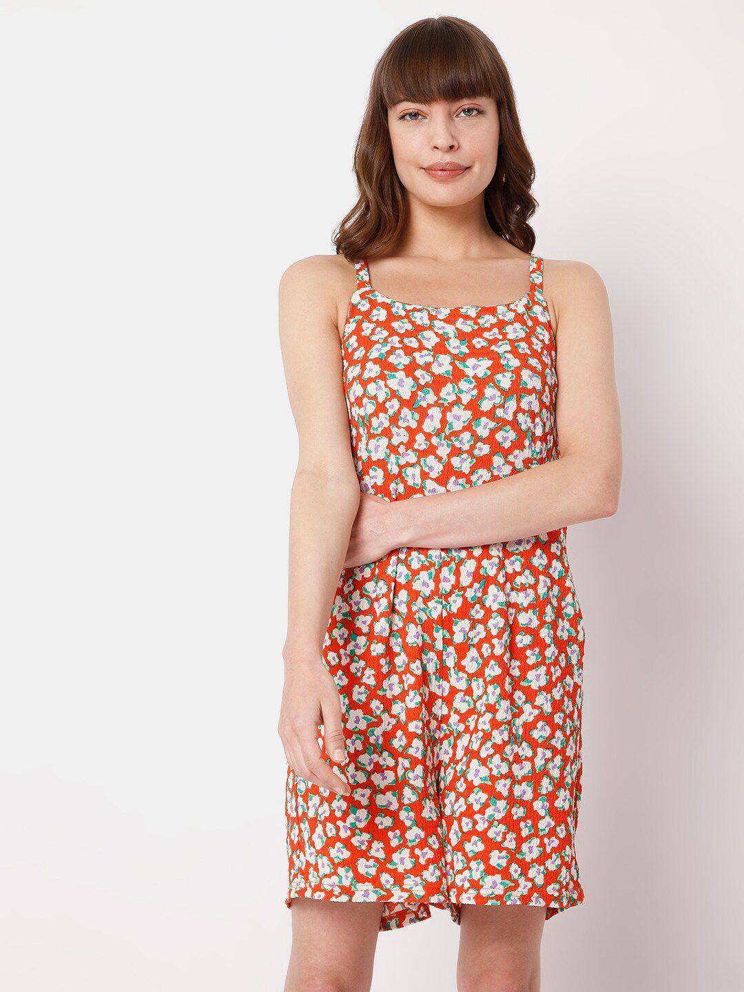 vero moda red & white printed jumpsuit