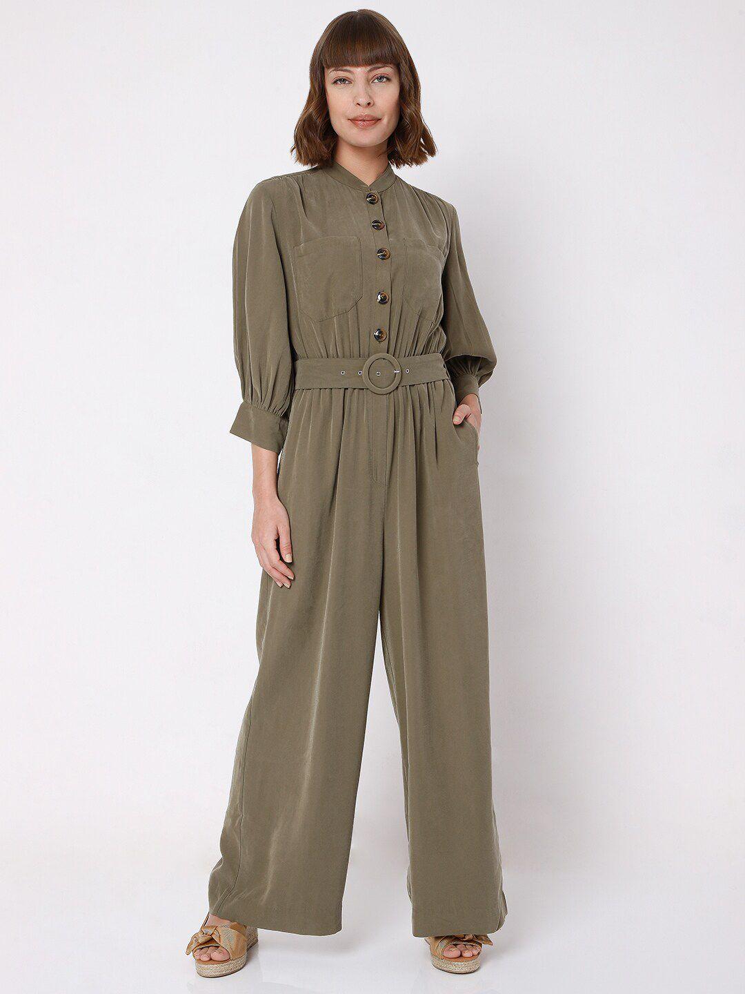 vero moda olive green basic jumpsuit