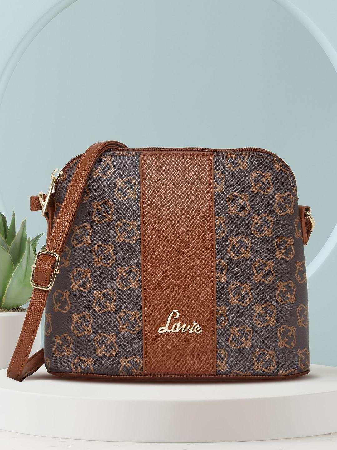 lavie mini mamo women brown printed structured sling bag