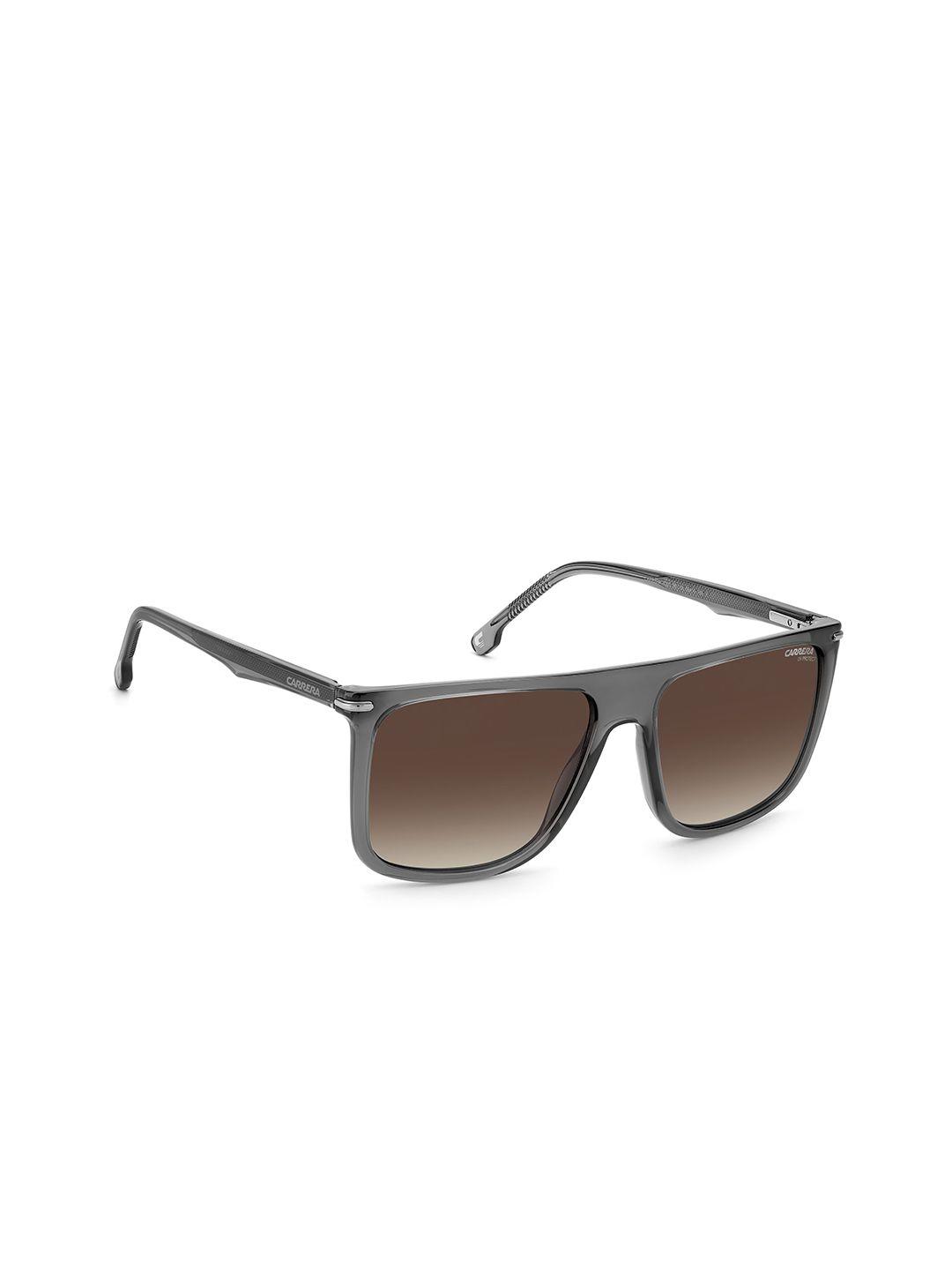 carrera men brown & silver-toned rectangular sunglasses