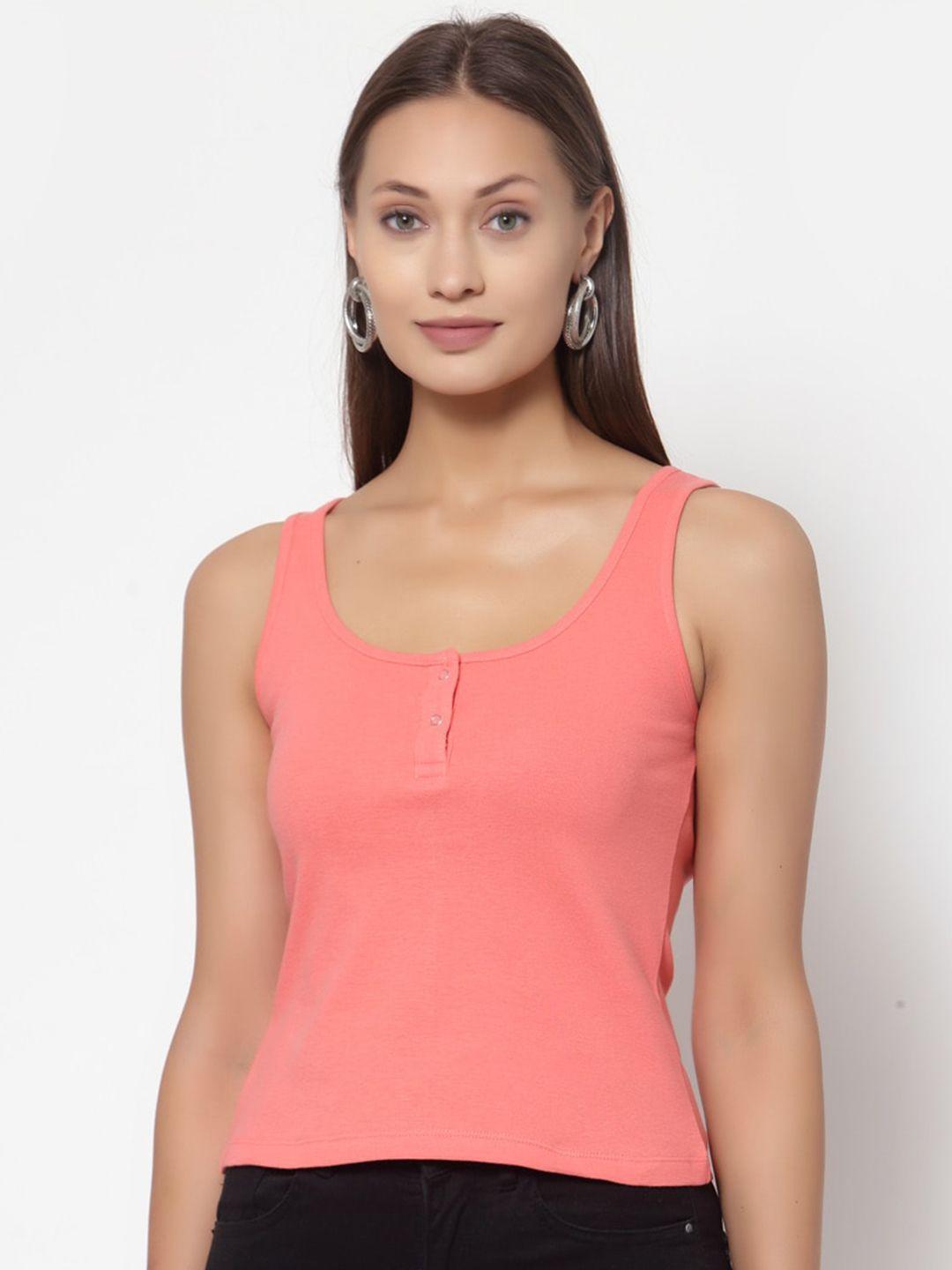 yoonoy peach-colored pure cotton cotton tank top