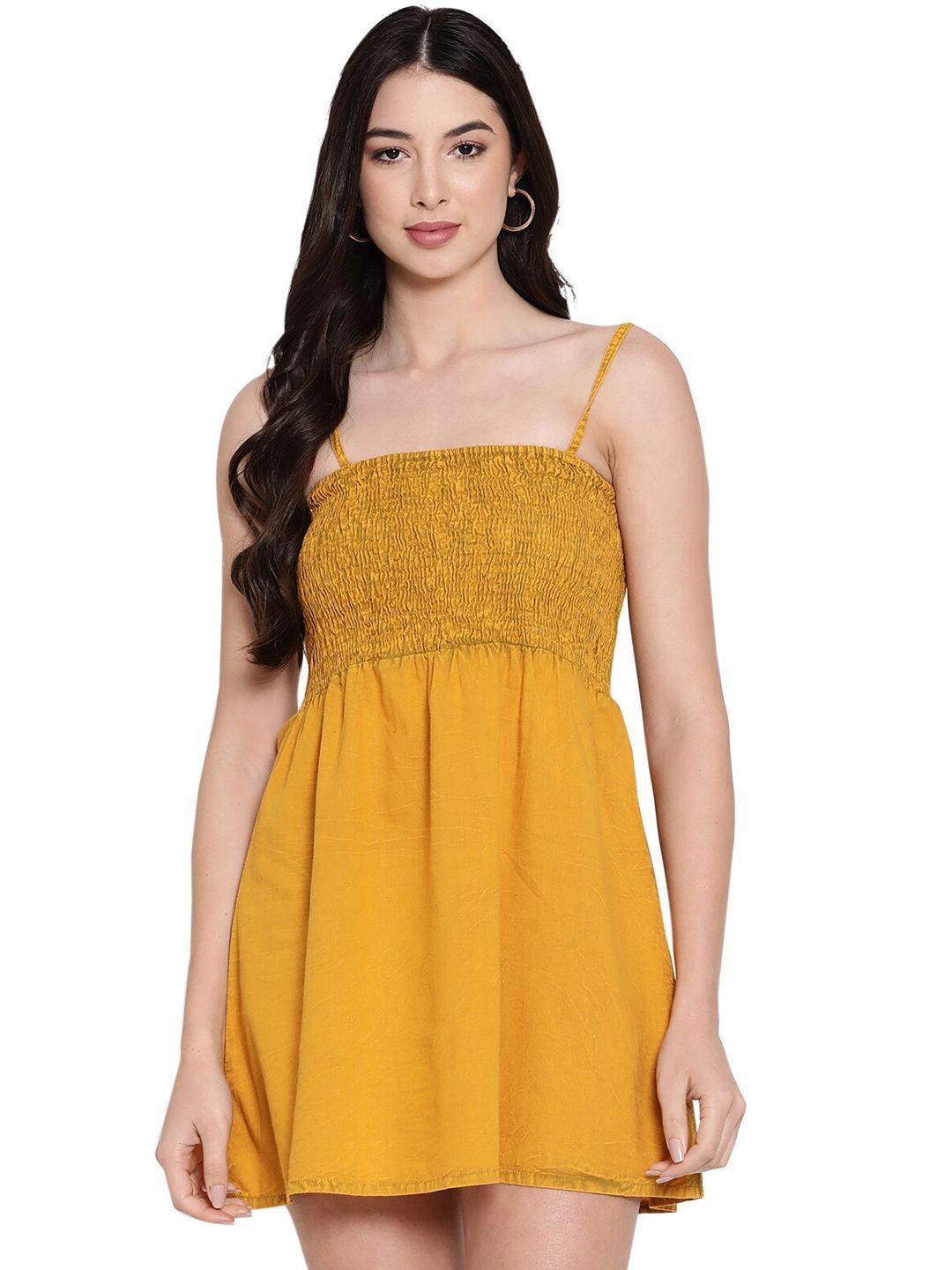 aawari mustard yellow mini dress