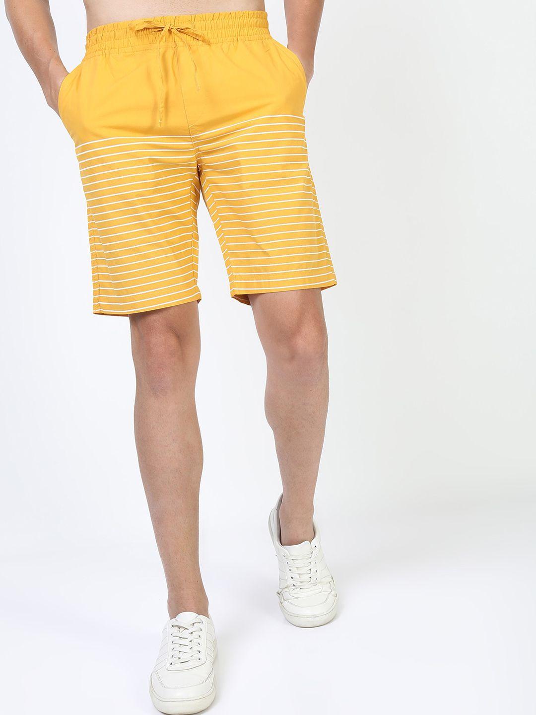 highlander men yellow striped slim fit shorts