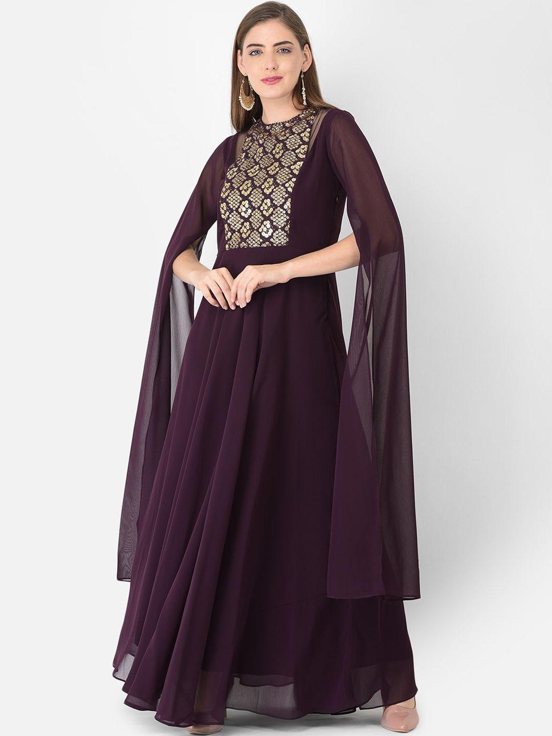 eavan burgundy embellished georgette maxi dress