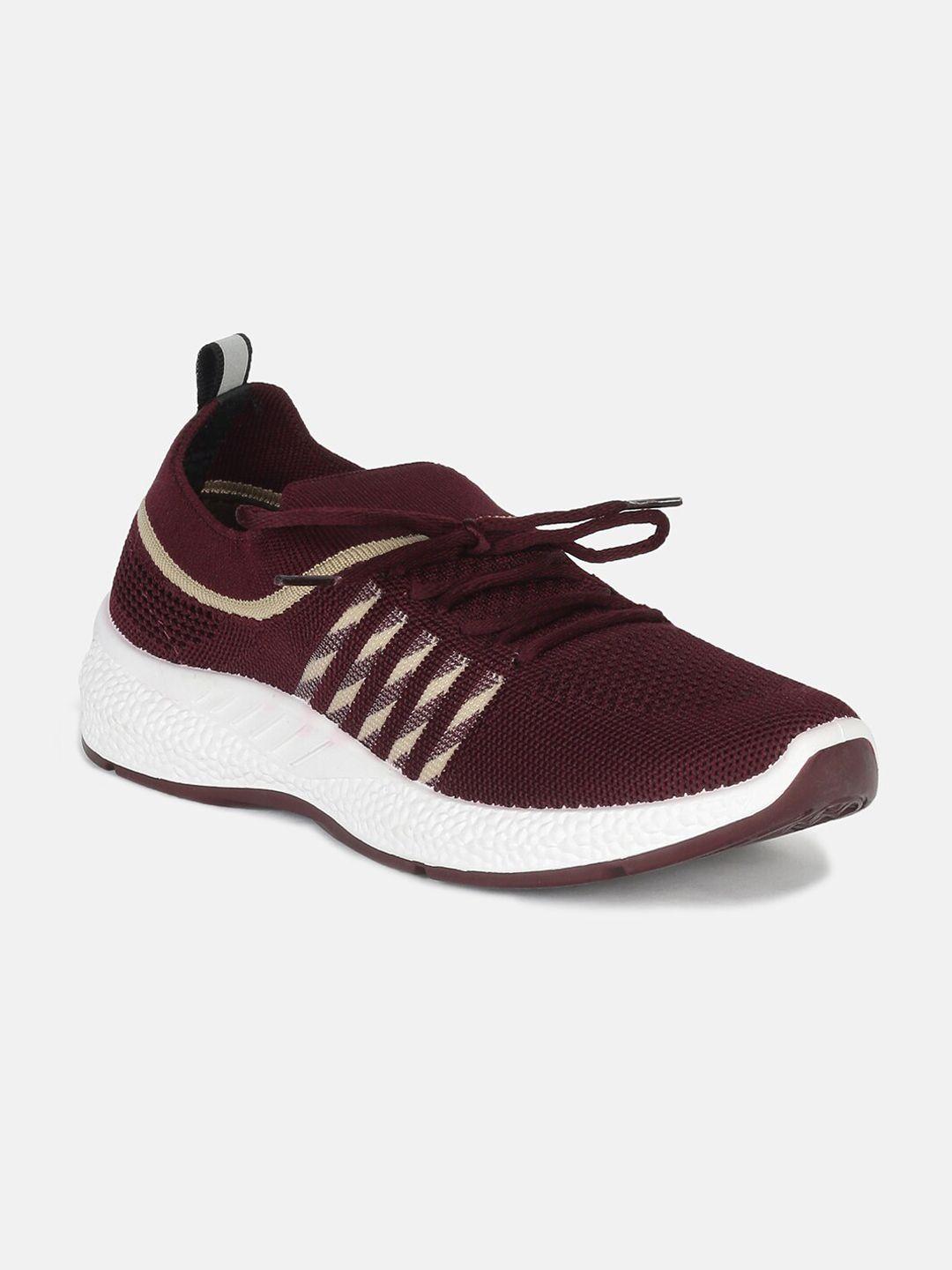 aqualite women maroon woven design slip-on sneakers