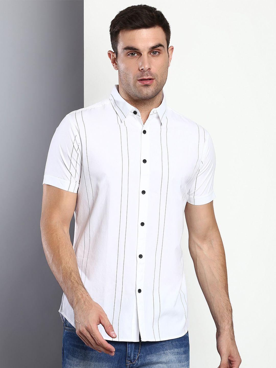 dennis lingo men white slim fit casual shirt