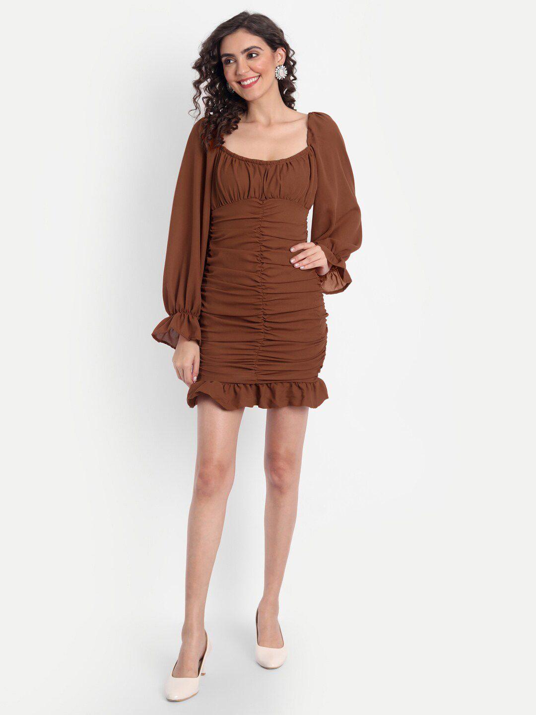 emprall rust crepe bodycon dress