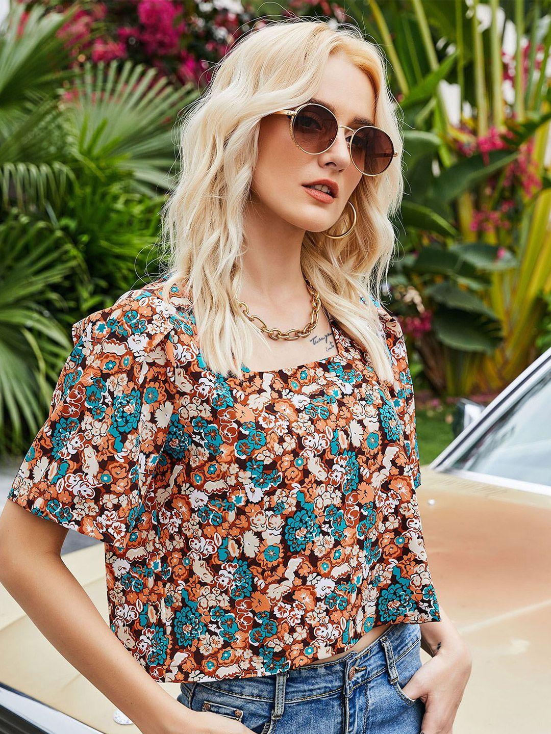 bostreet multicoloured floral print top