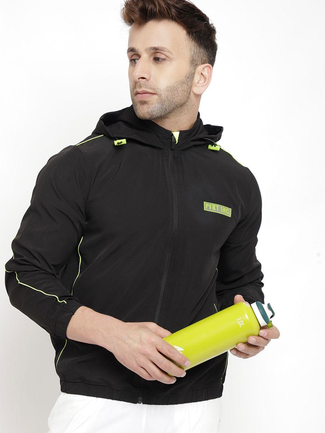 perfkt-u men black colourblocked lightweight antimicrobial training jacket