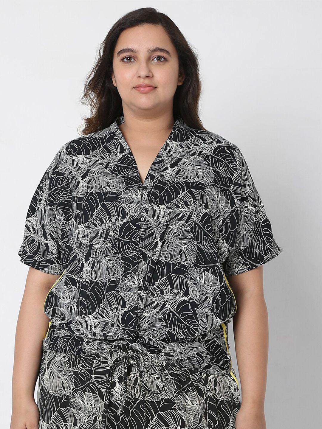 vero moda curve black tropical print top