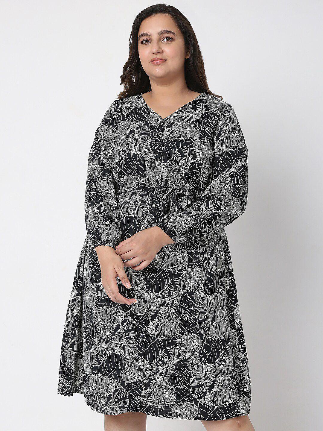 vero moda curve black floral a-line dress