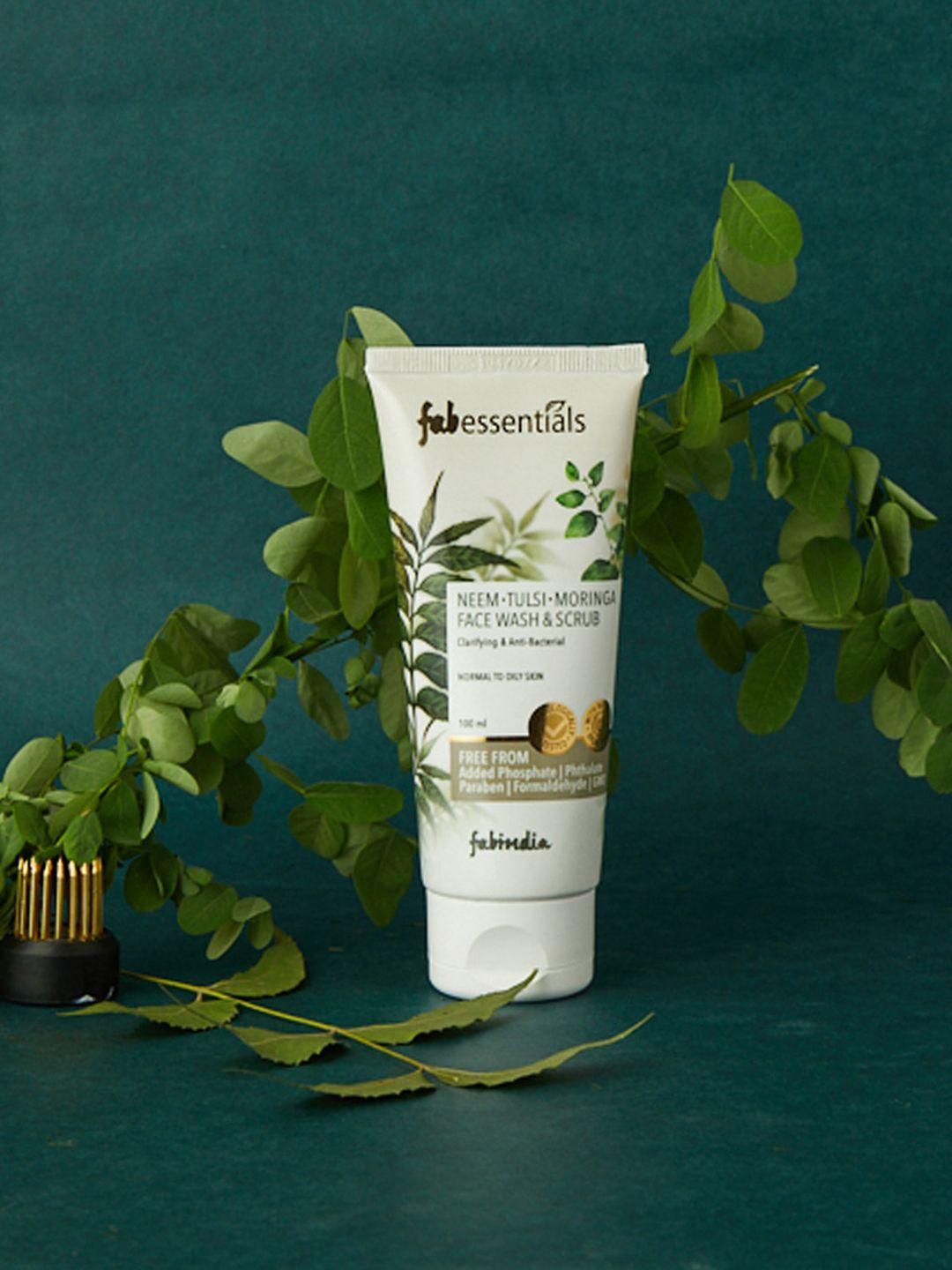 fabindia neem tulsi moringa face wash & scrub - 100 g