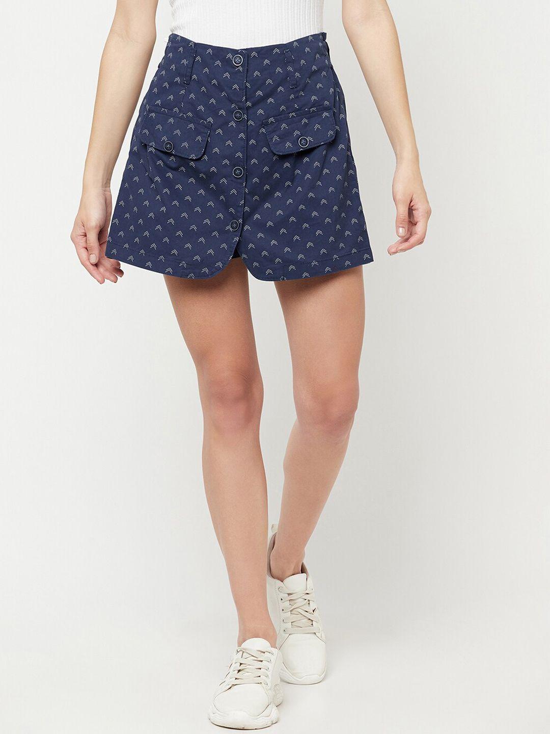 crimsoune club women navy blue printed skorts