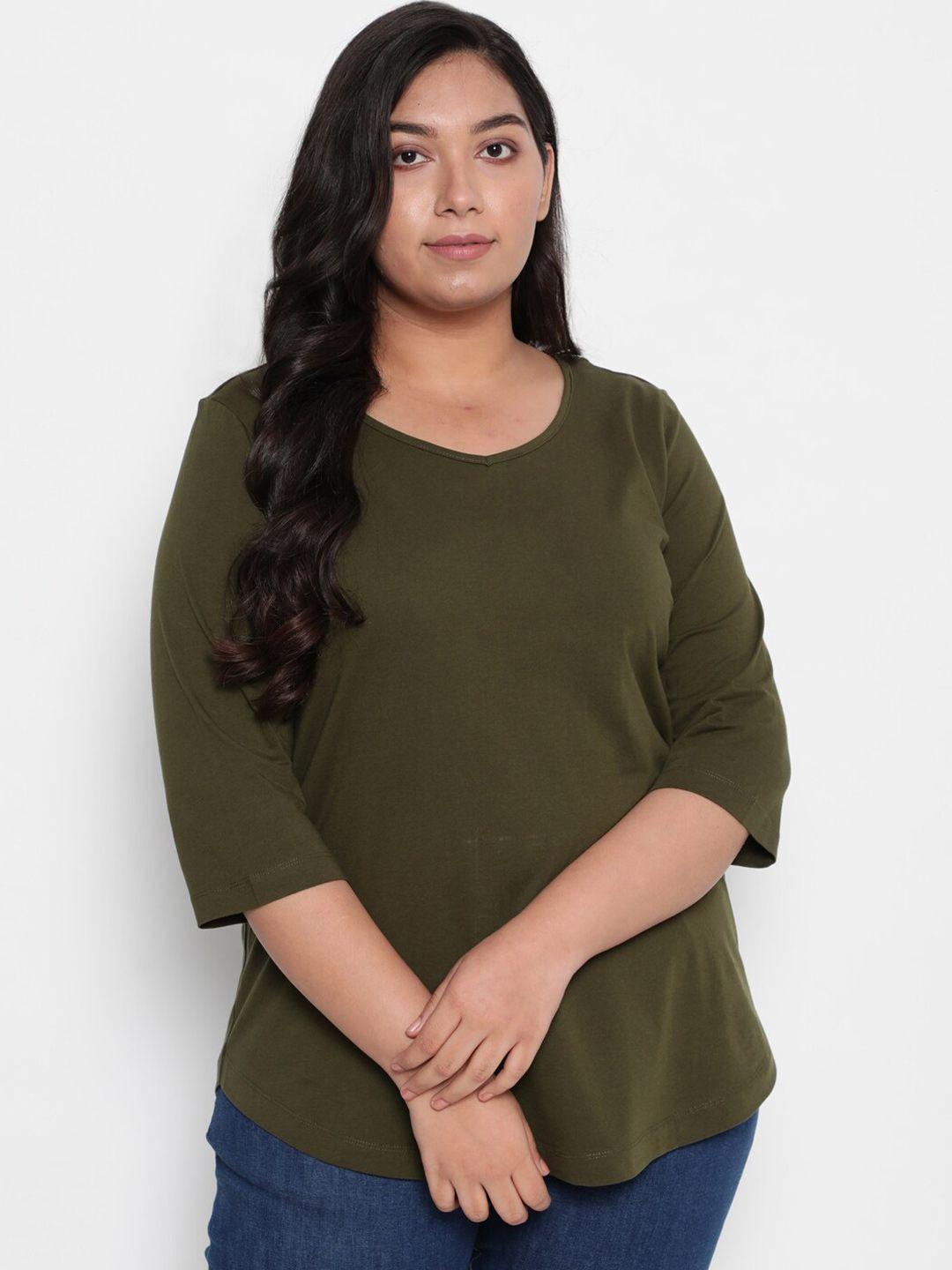 amydus plus size women plus size olive green t-shirt