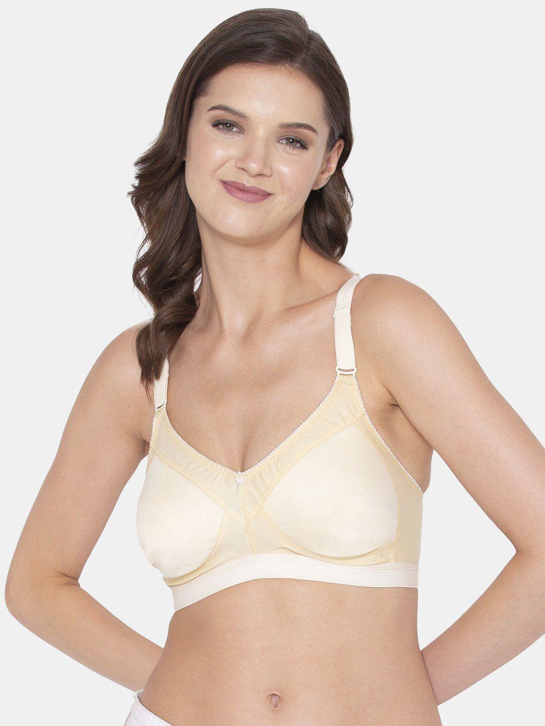 souminie beige & cream-coloured non wired non padded bra