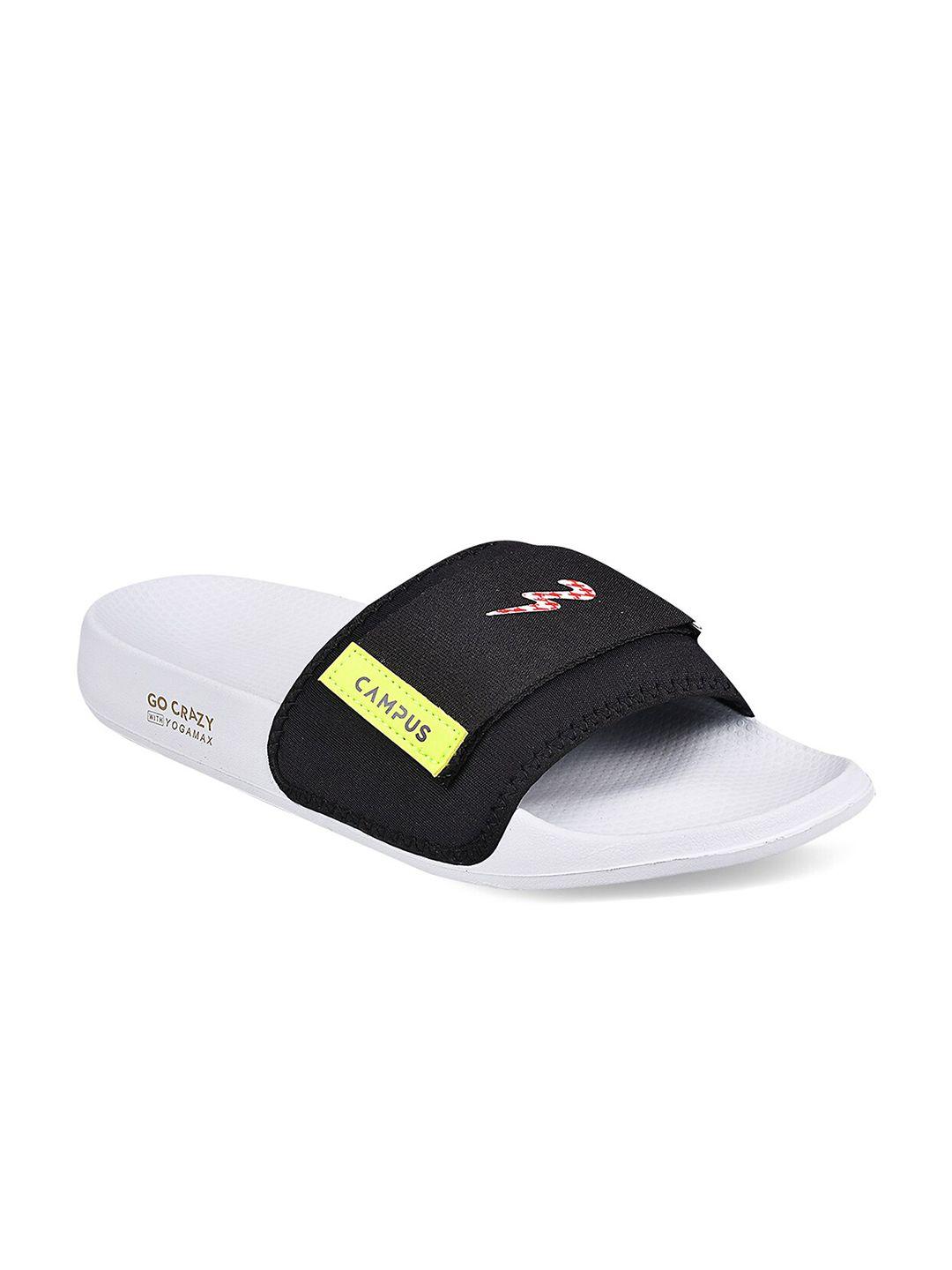 campus men off white & black printed sliders