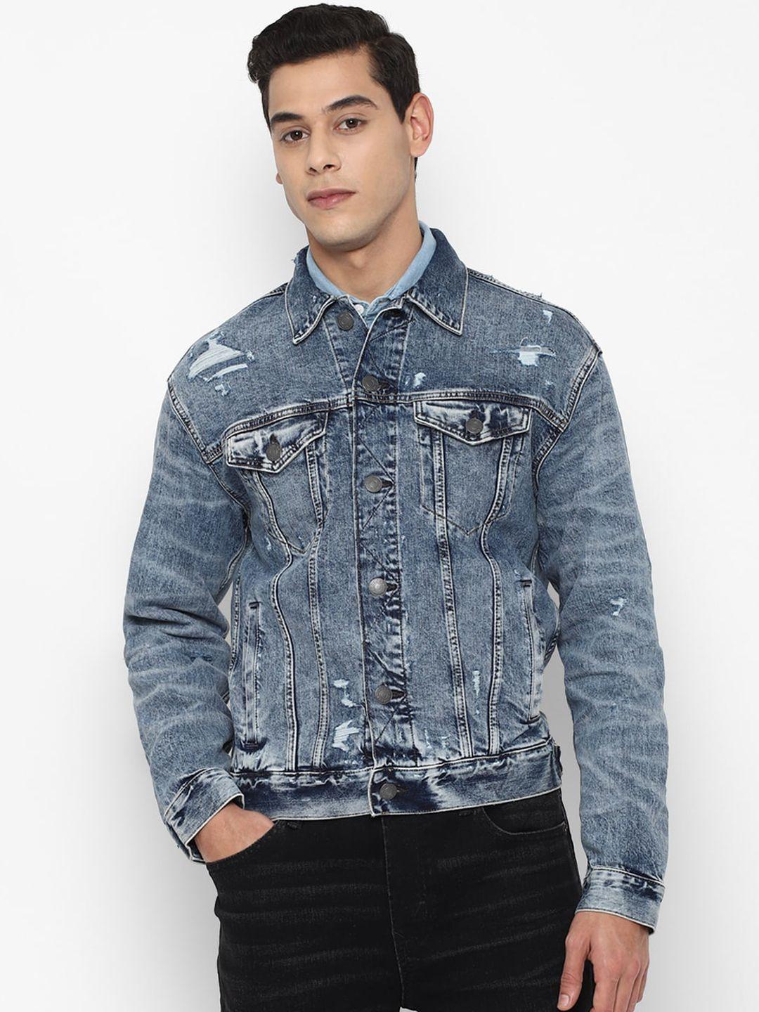 american eagle outfitters men blue washed denim jacket