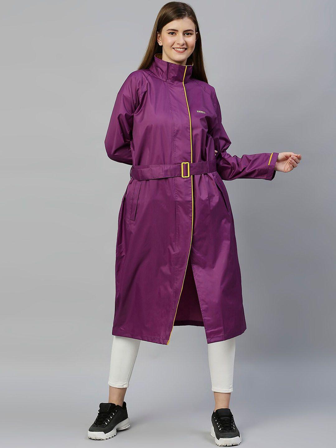 zeel women purple solid rain jacket