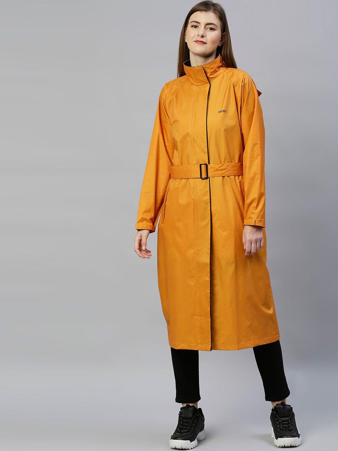 zeel women yellow solid nylon traveller rain jacket