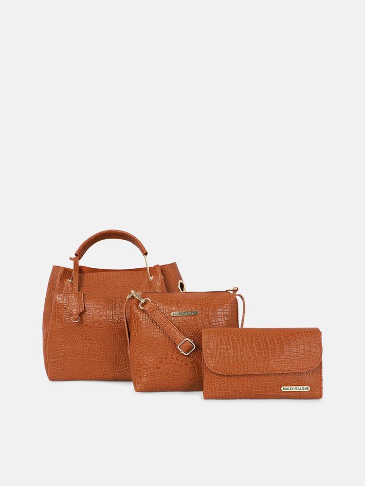 Buy KLEIO Tan Textured Small Satchel Handbag Online At Best Price