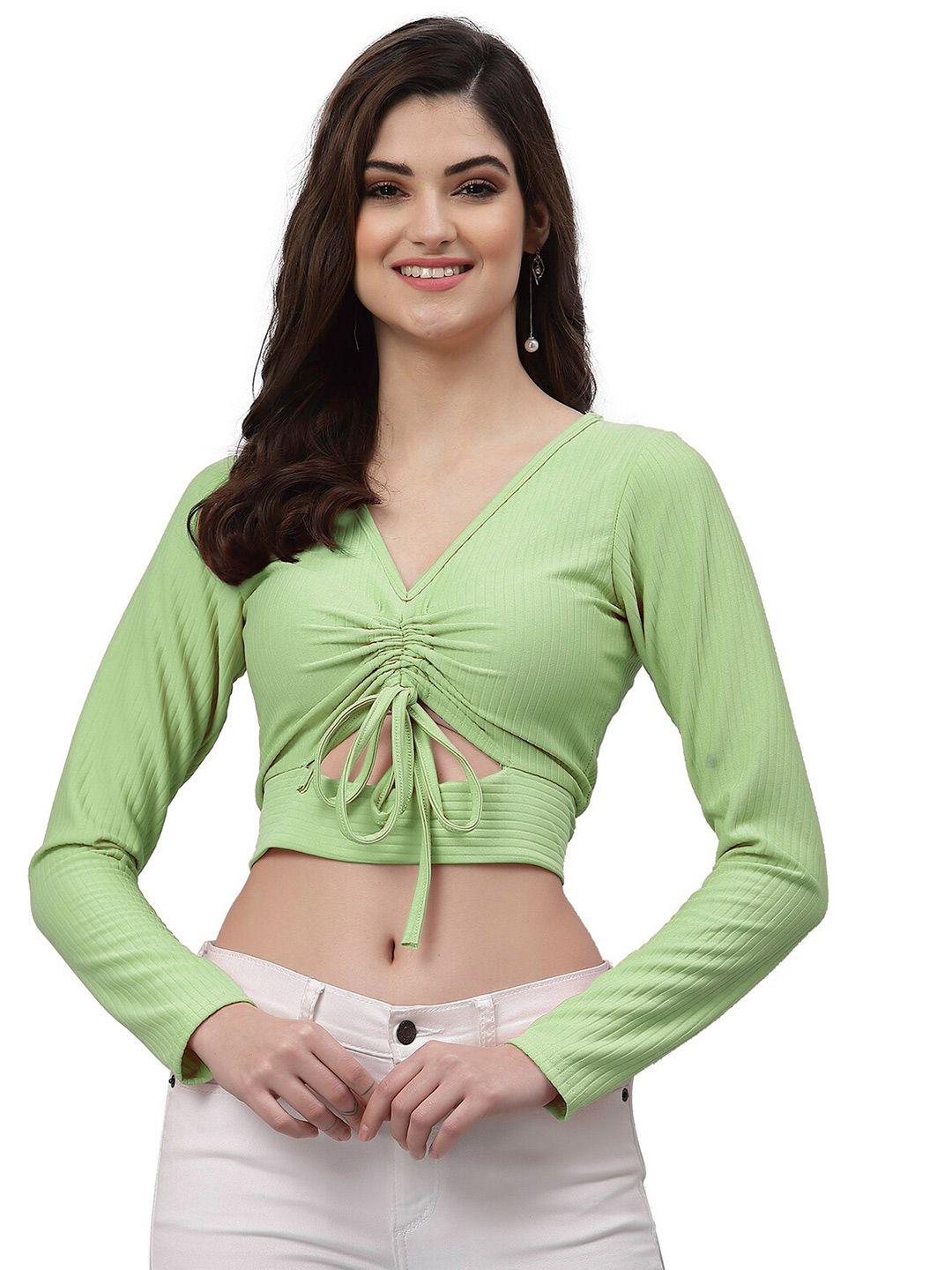 selvia green scuba tie up crop top