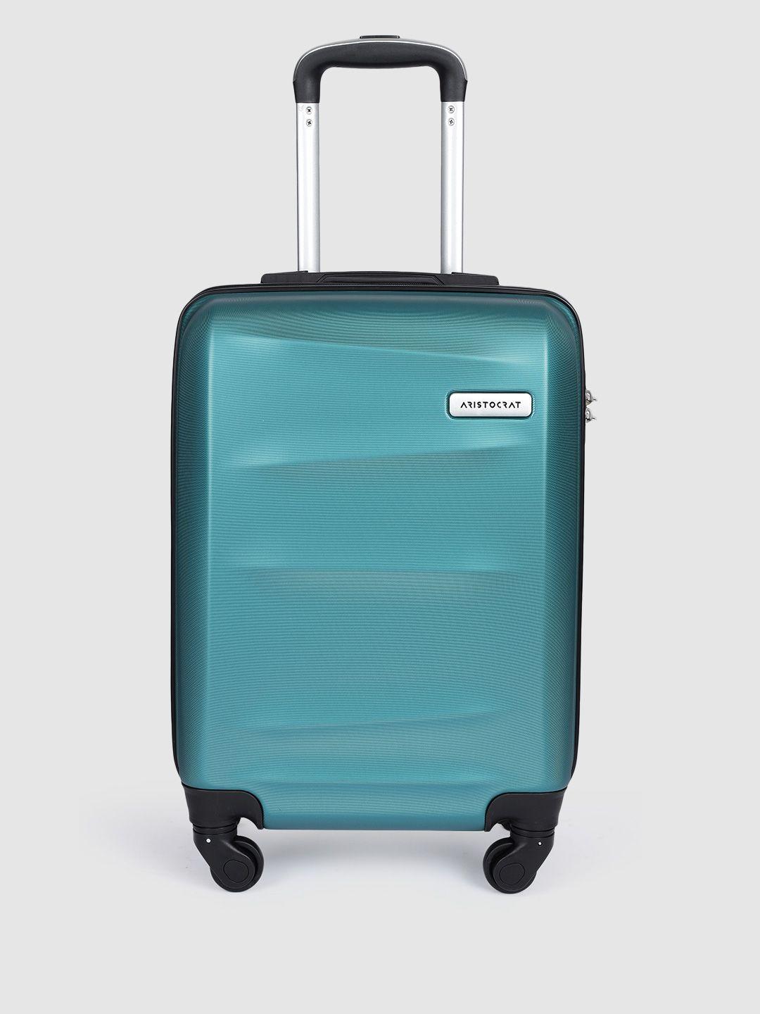 aristocrat unisex teal green soft 4 wheels 360-degree rotation hard cabin trolley bag