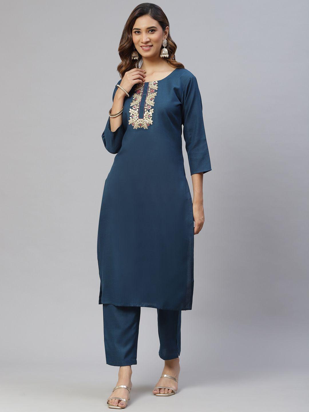 rajgranth women blue kurta with trousers