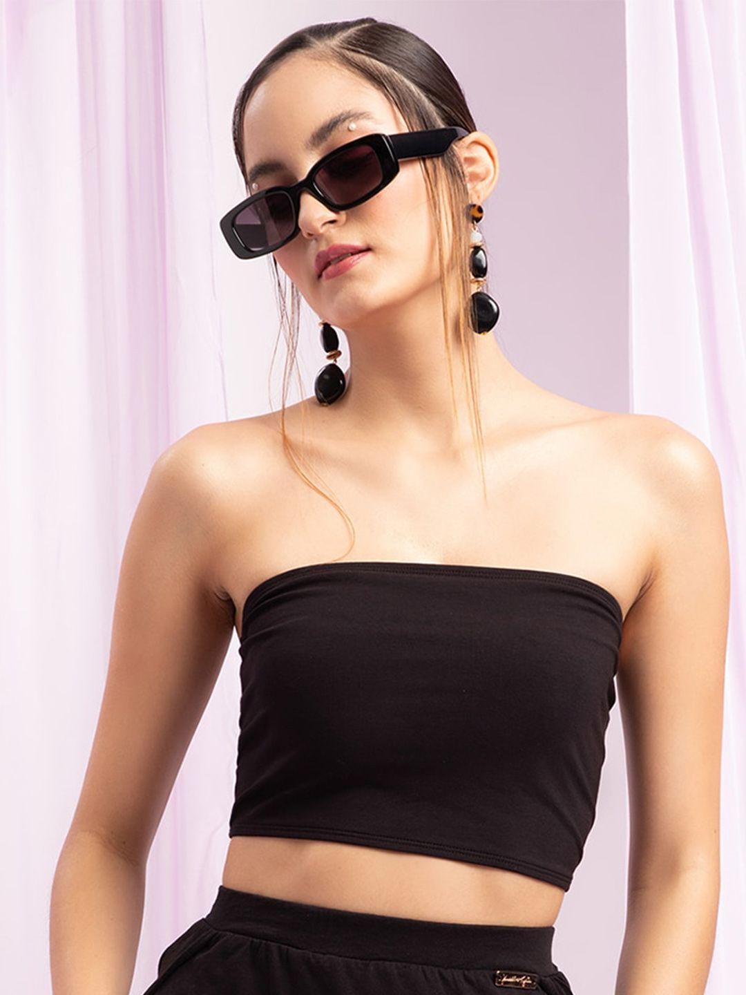 kendall & kylie black tube crop top