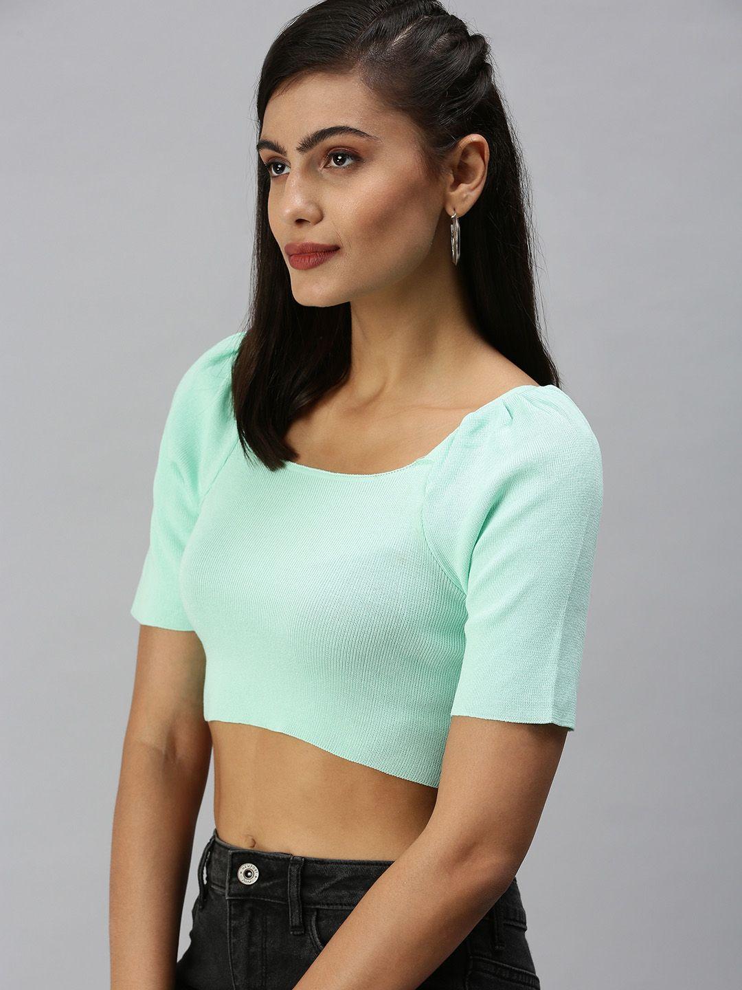 showoff sea green crop top