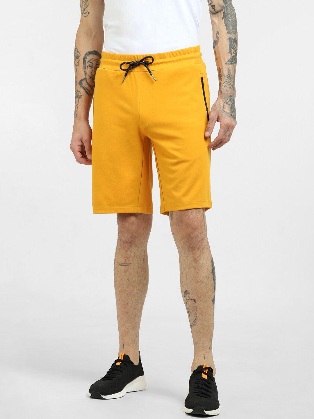 jack & jones men yellow slim fit low-rise sports shorts