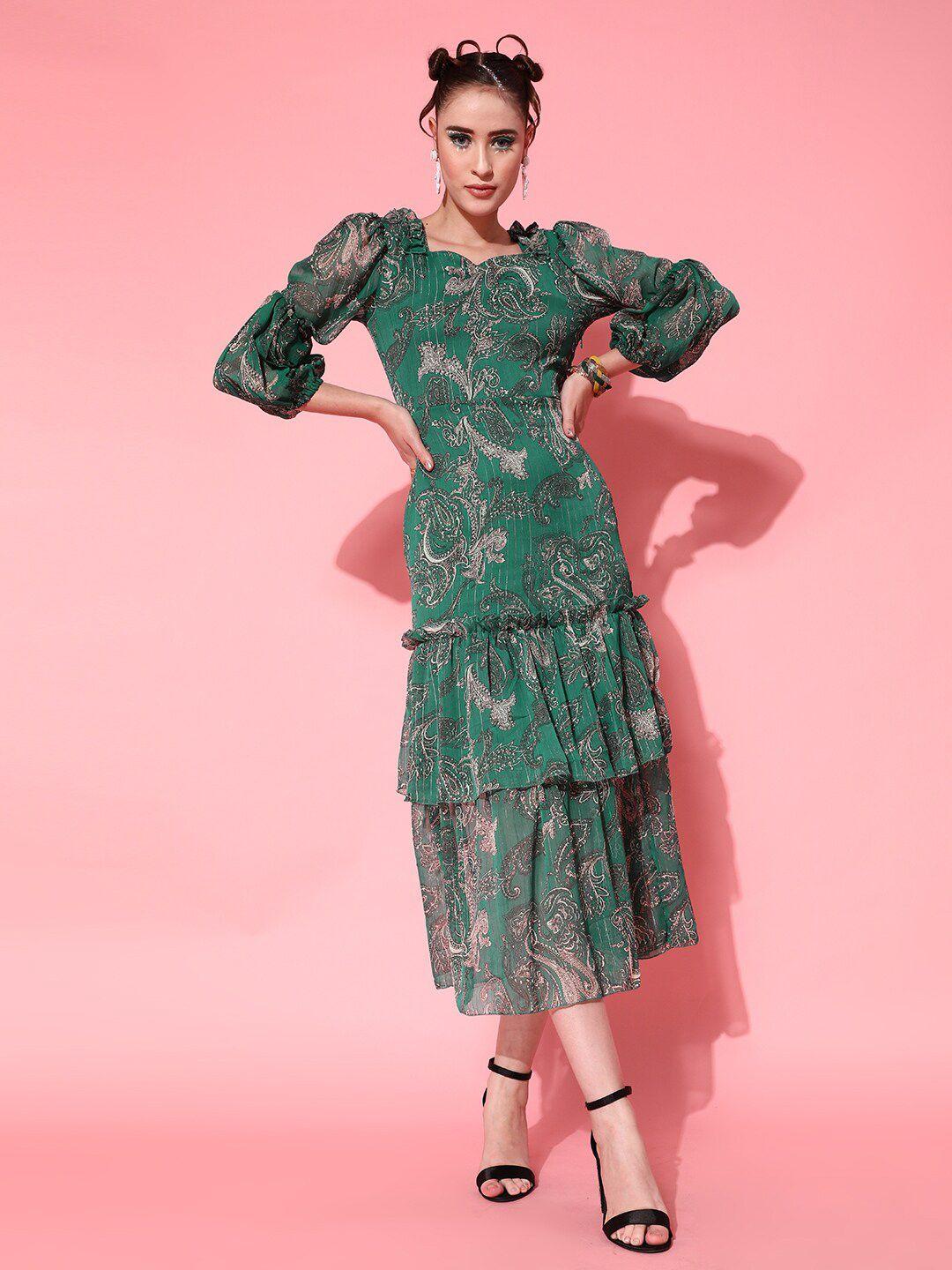 street 9 women gorgeous green abstract dress