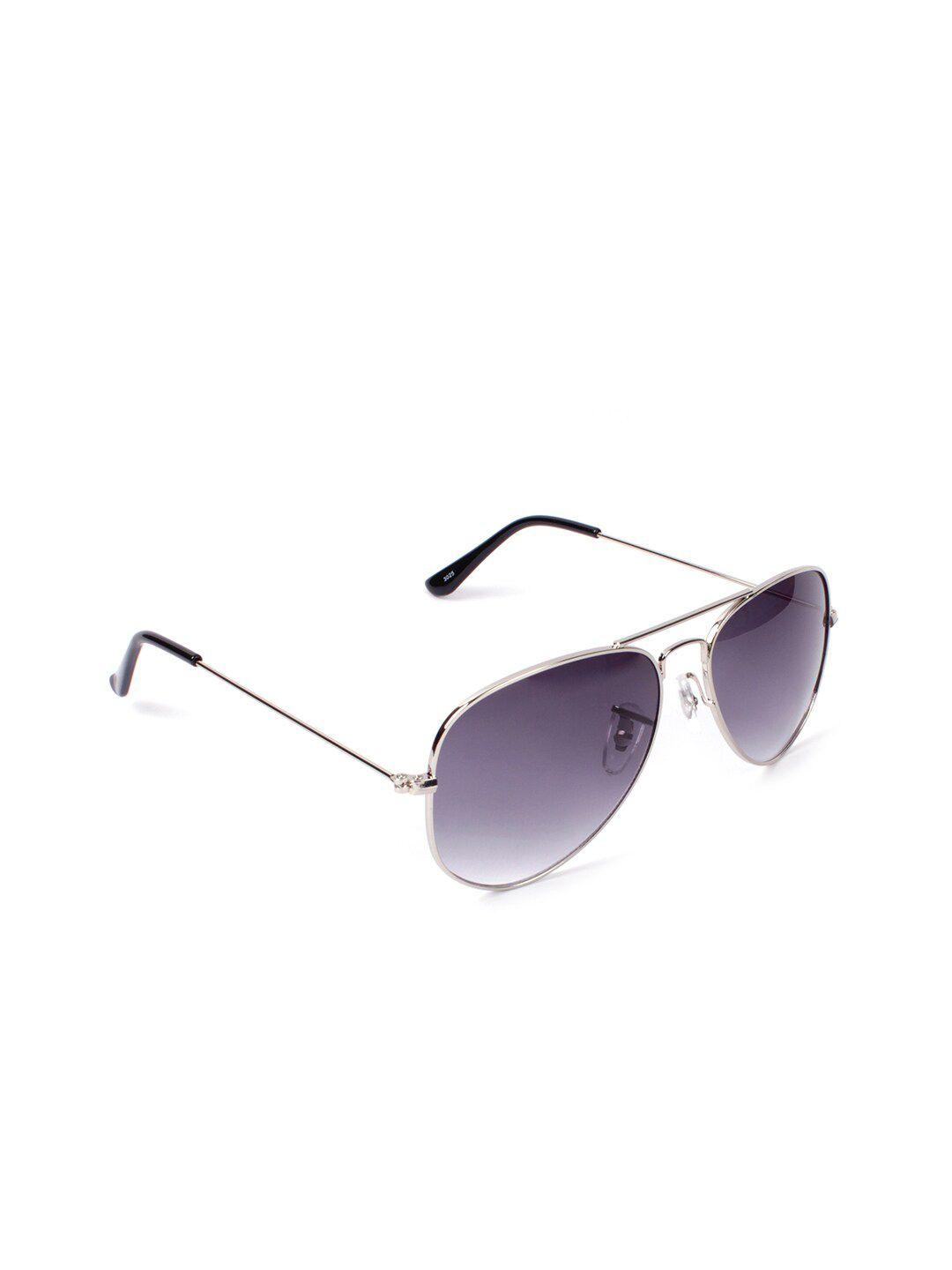 fuzoku unisex black lens & silver-toned aviator sunglasses with uv protected lens fzkss2020sg0256