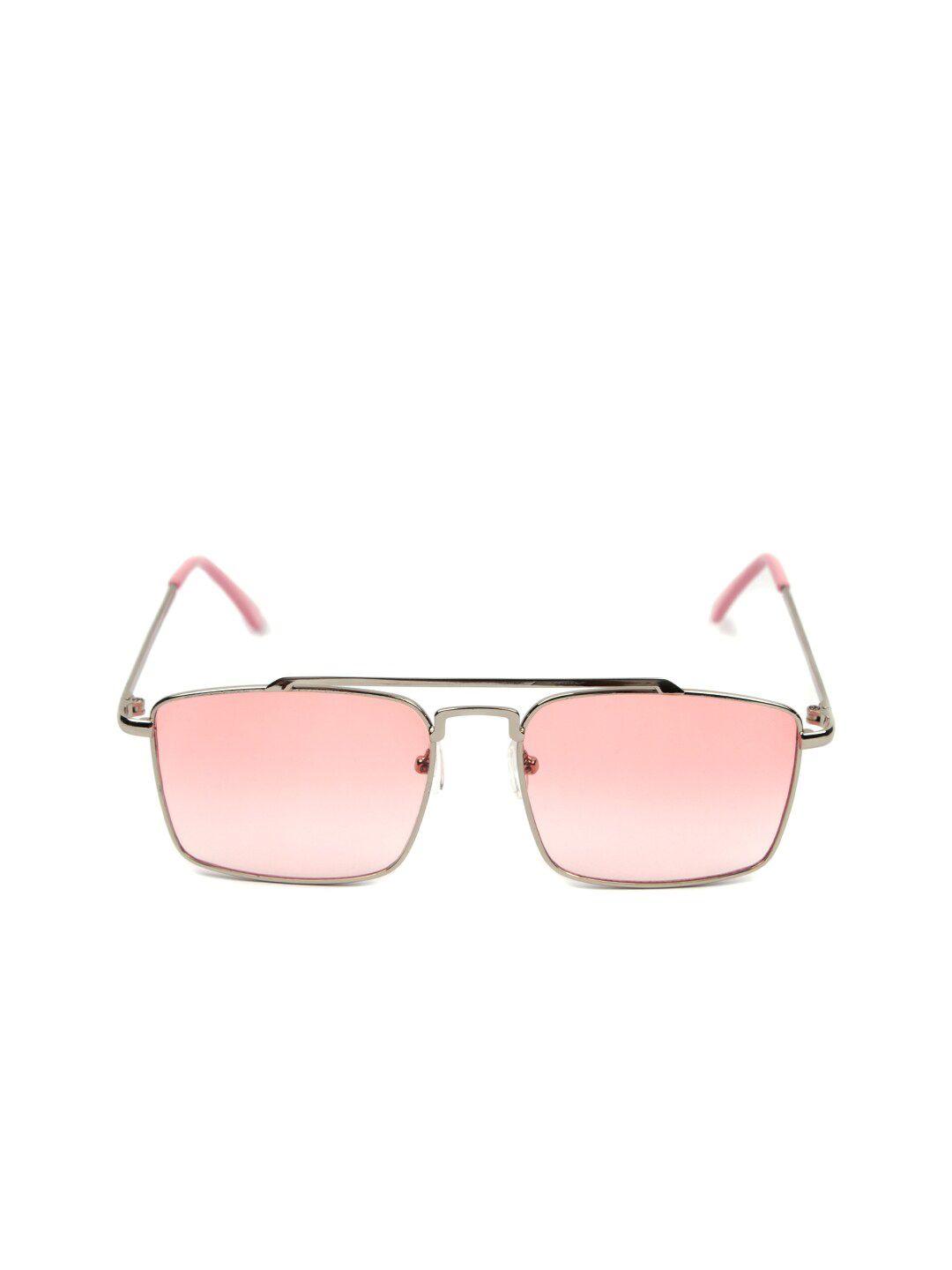 fuzoku unisex pink lens & silver-toned square sunglasses with uv protected lens